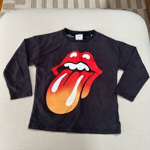 Zara Kids Black Long Sleeve Shirt Rolling Stones